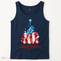 Merry Christmas American Flag Christmas Tree Tank Top thumb 2