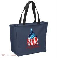 Merry Christmas American Flag Christmas Tree Tote Bag thumb 2