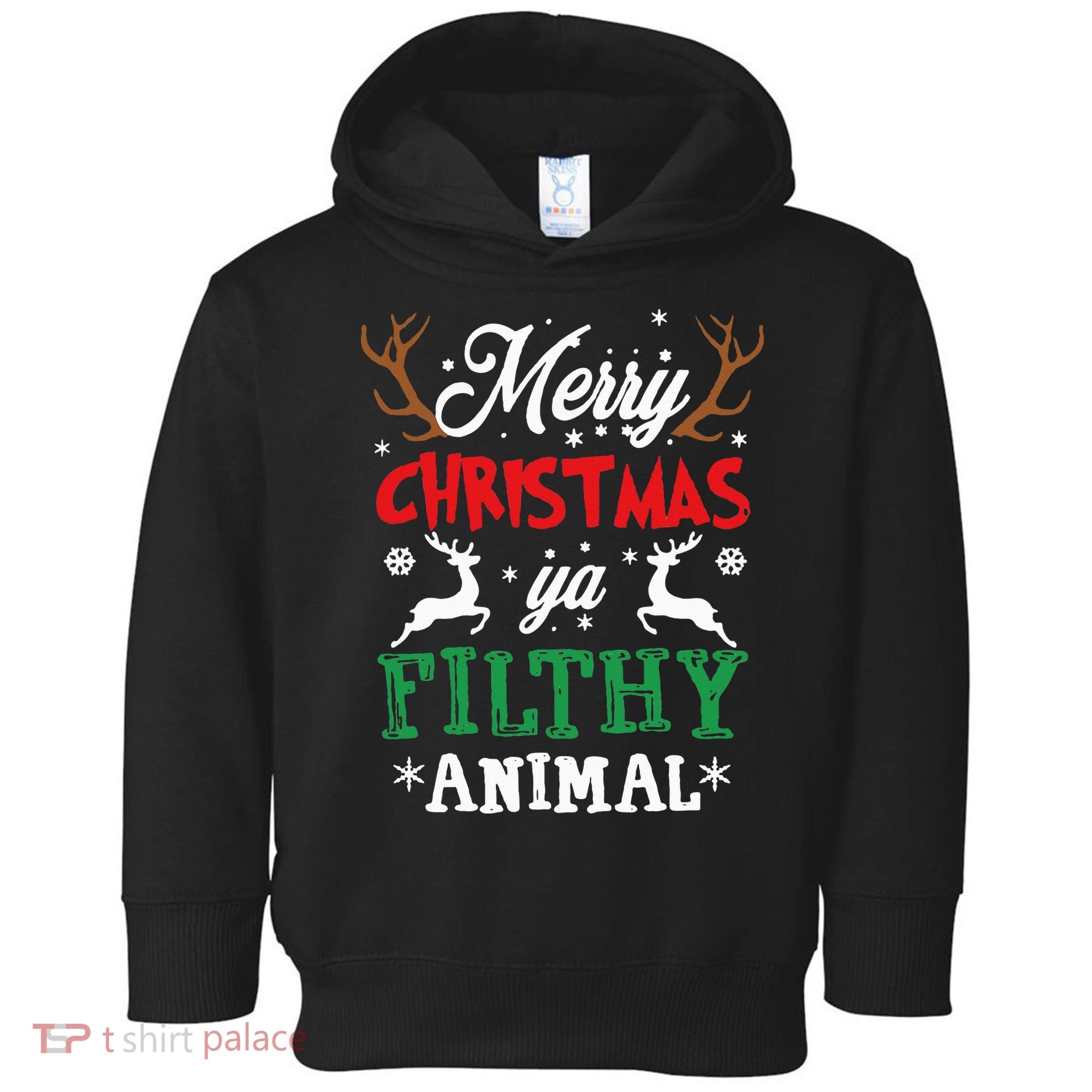 Merry Christmas Animal Filthy Ya Xmas Pajama Toddler Hoodie