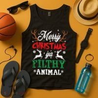 Merry Christmas Animal Filthy Ya Xmas Pajama Tank Top thumb 4