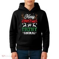 Merry Christmas Animal Filthy Ya Xmas Pajama Kids Hoodie thumb 4