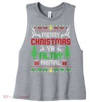 Merry Christmas Animal Filthy Ya  Women's Racerback Cropped Tank thumb 0