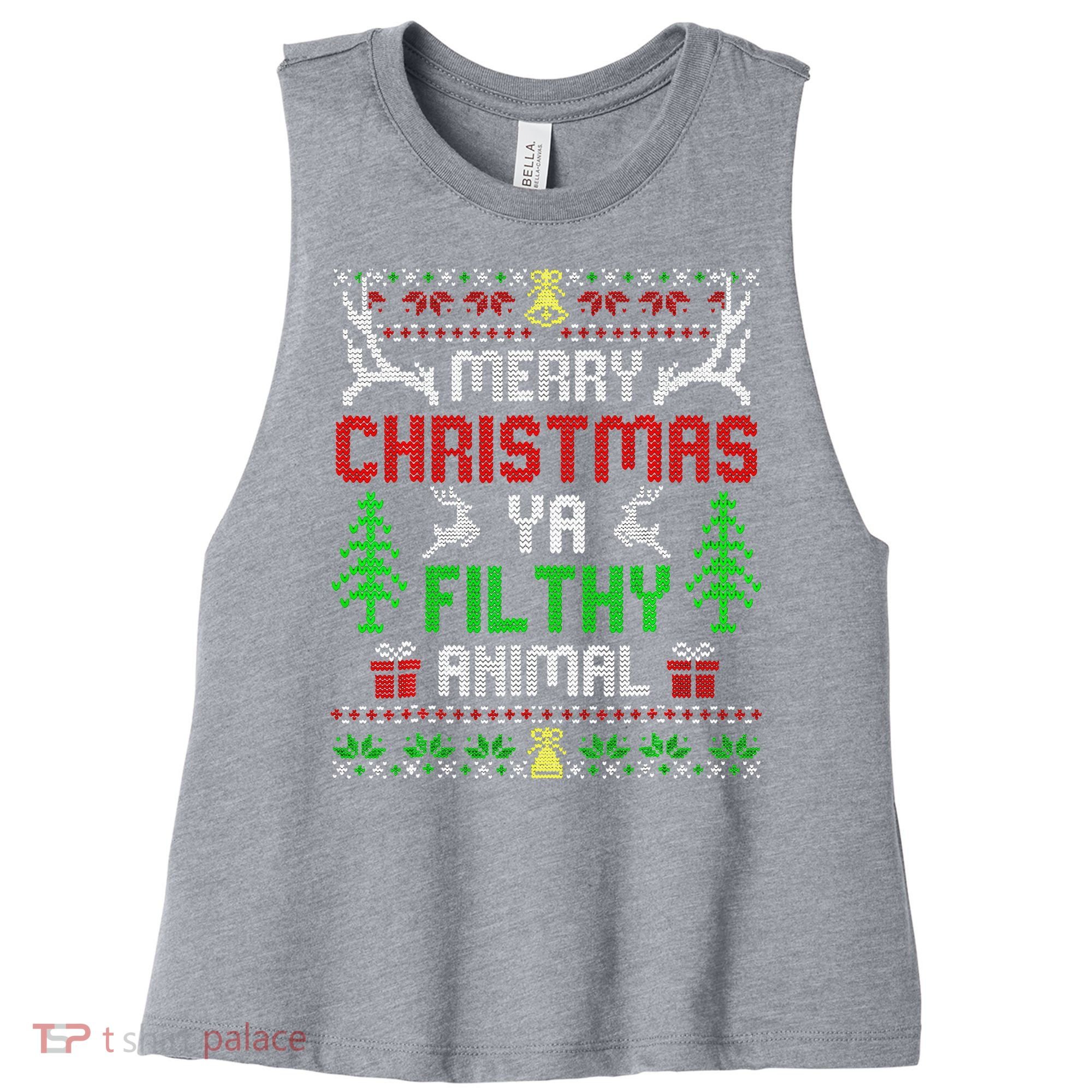 Merry Christmas Animal Filthy Ya  Women's Racerback Cropped Tank