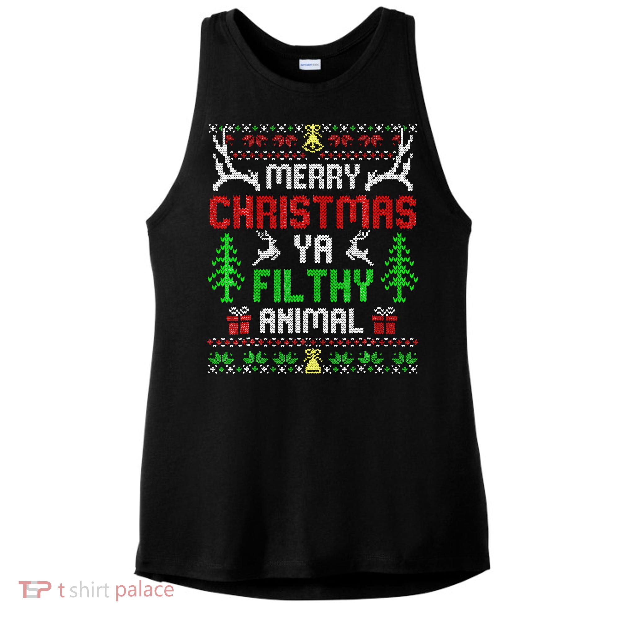 Merry Christmas Animal Filthy Ya  Ladies PosiCharge Tri-Blend Wicking Tank