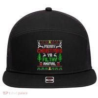 Merry Christmas Animal Filthy Ya  7 Panel Mesh Trucker Snapback Hat thumb 0