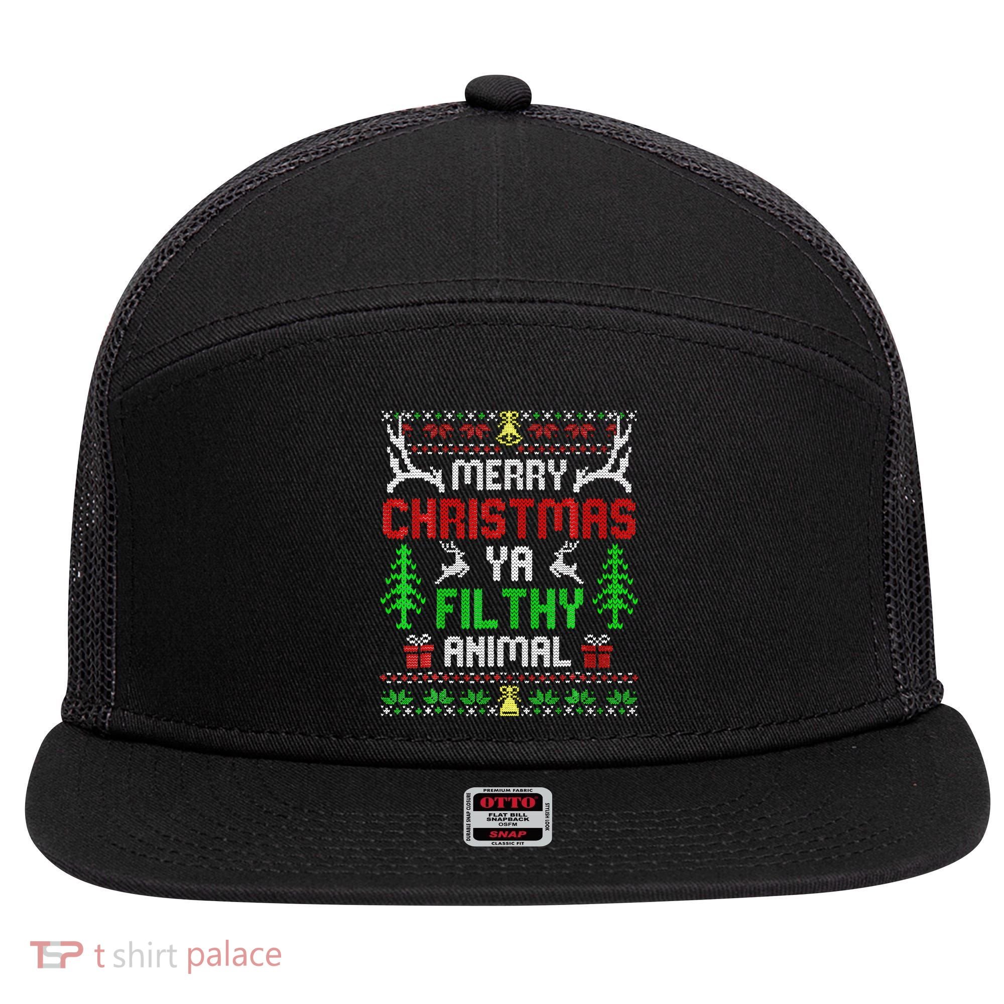 Merry Christmas Animal Filthy Ya  7 Panel Mesh Trucker Snapback Hat