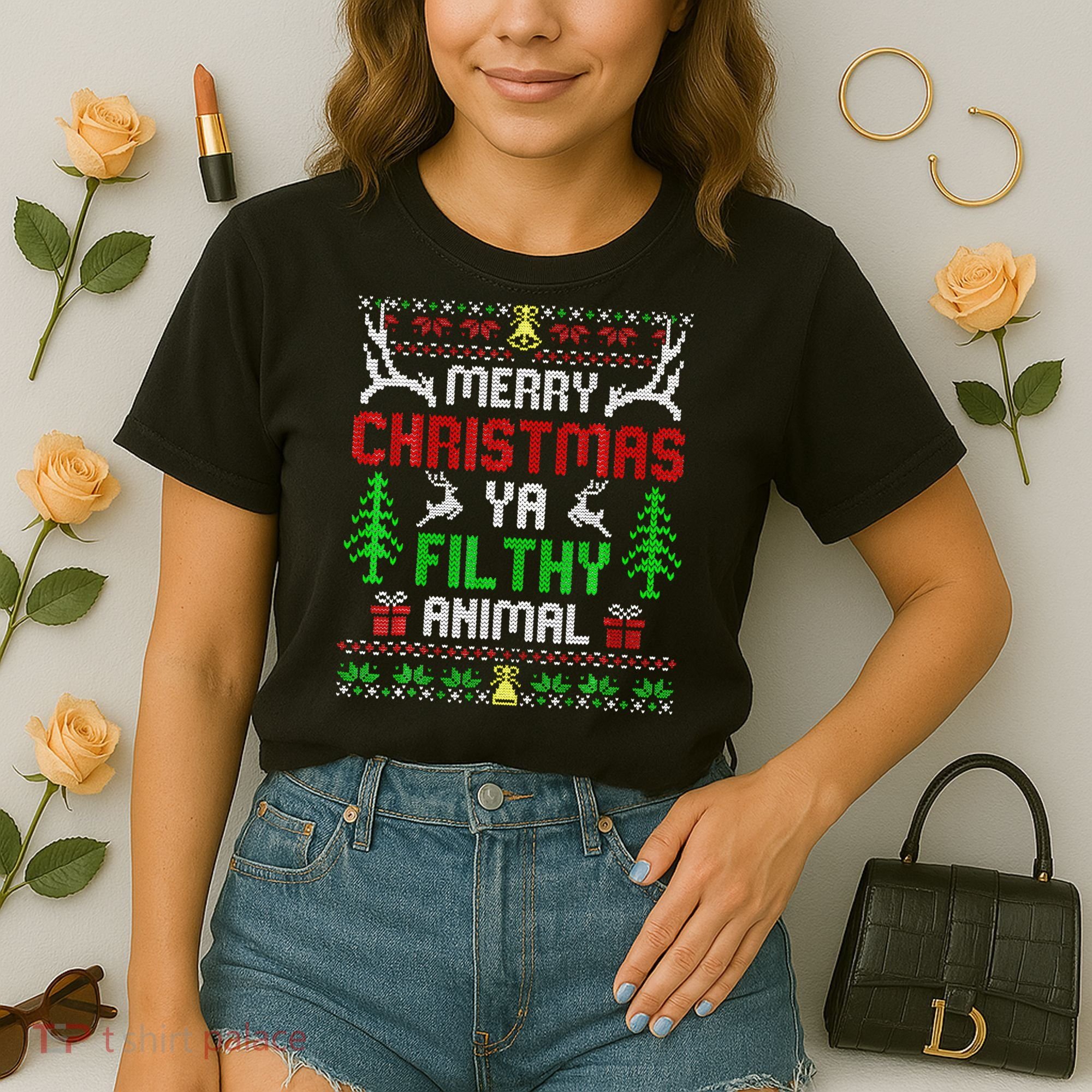 Merry Christmas Animal Filthy Ya  Comfort Colors Boxy T-Shirt