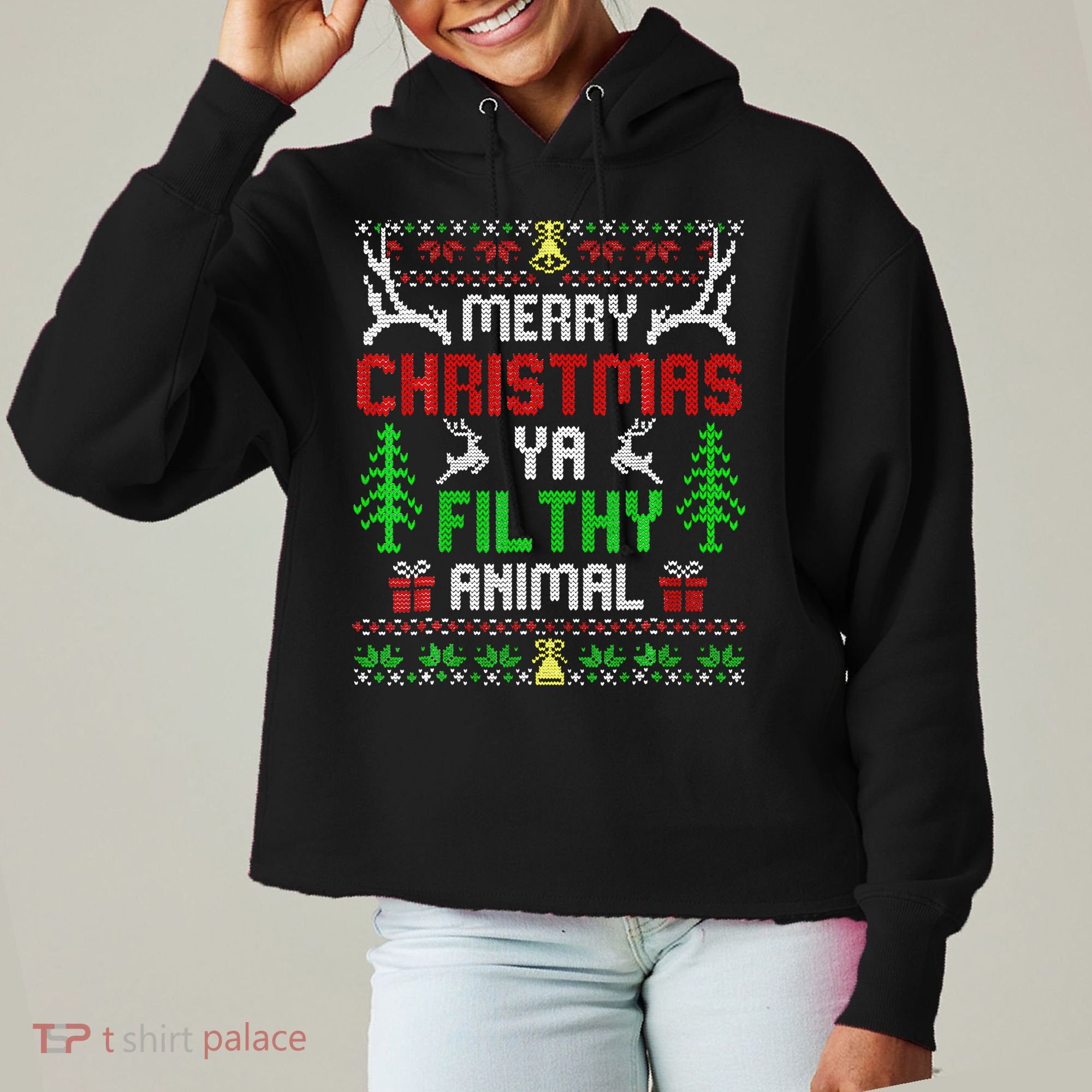 Merry Christmas Animal Filthy Ya  Ladies Heavyweight Boxy Pullover Hoodie