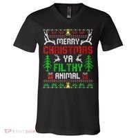 Merry Christmas Animal Filthy Ya  V-Neck T-Shirt thumb 0