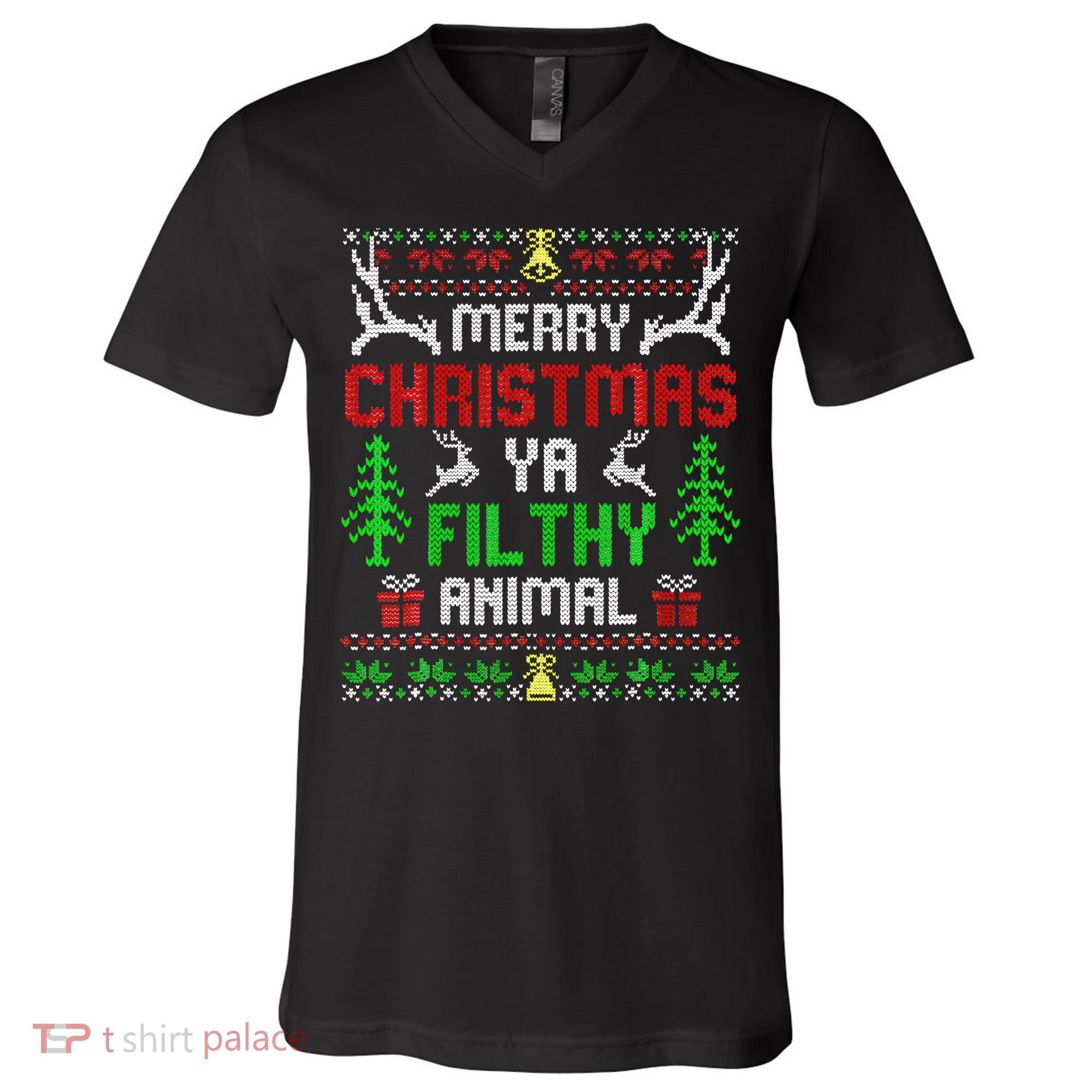 Merry Christmas Animal Filthy Ya  V-Neck T-Shirt