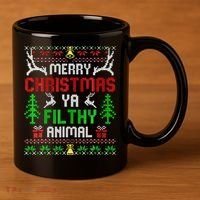 Merry Christmas Animal Filthy Ya  11oz C Handle Ceramic Mug thumb 3