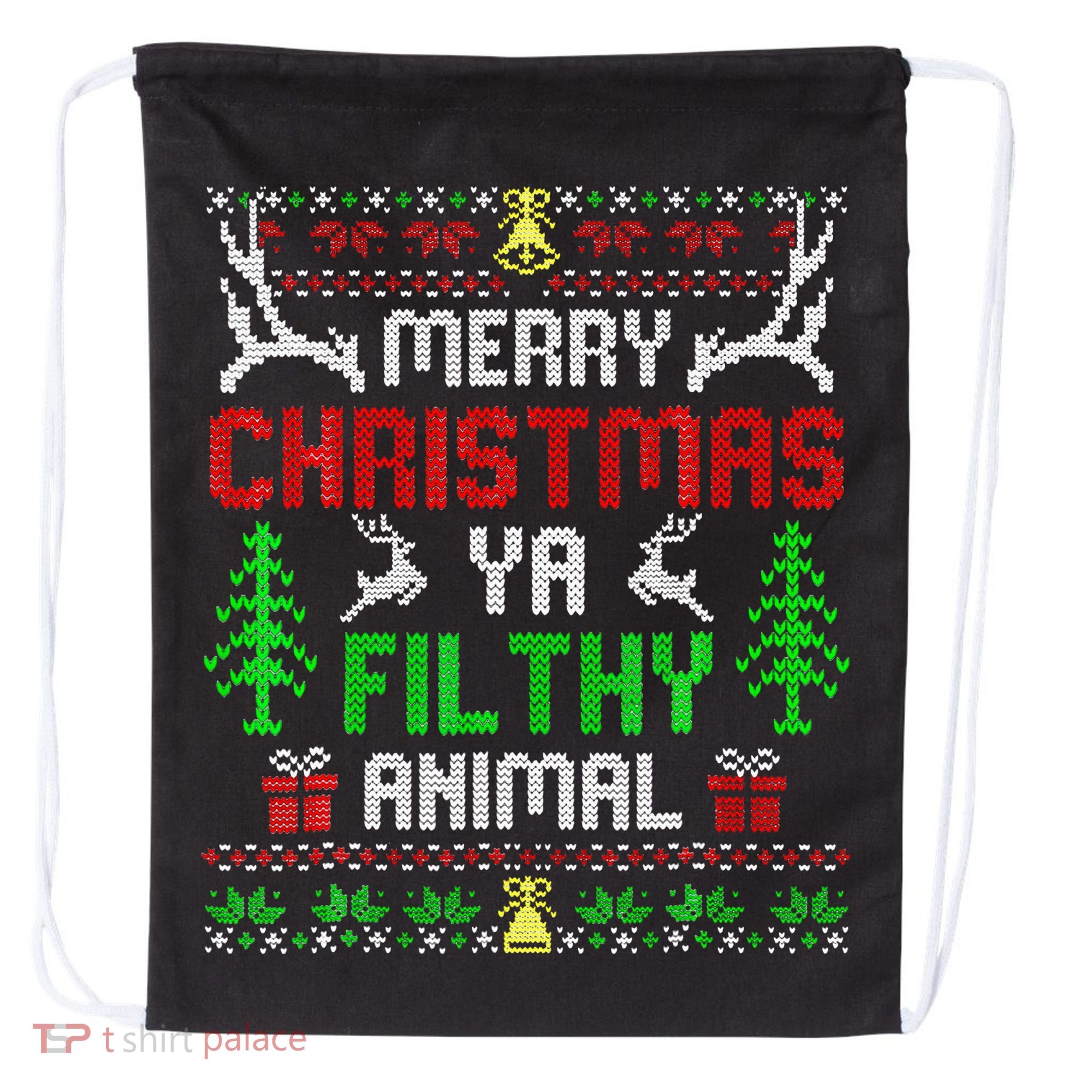 Merry Christmas Animal Filthy Ya  Drawstring Bag