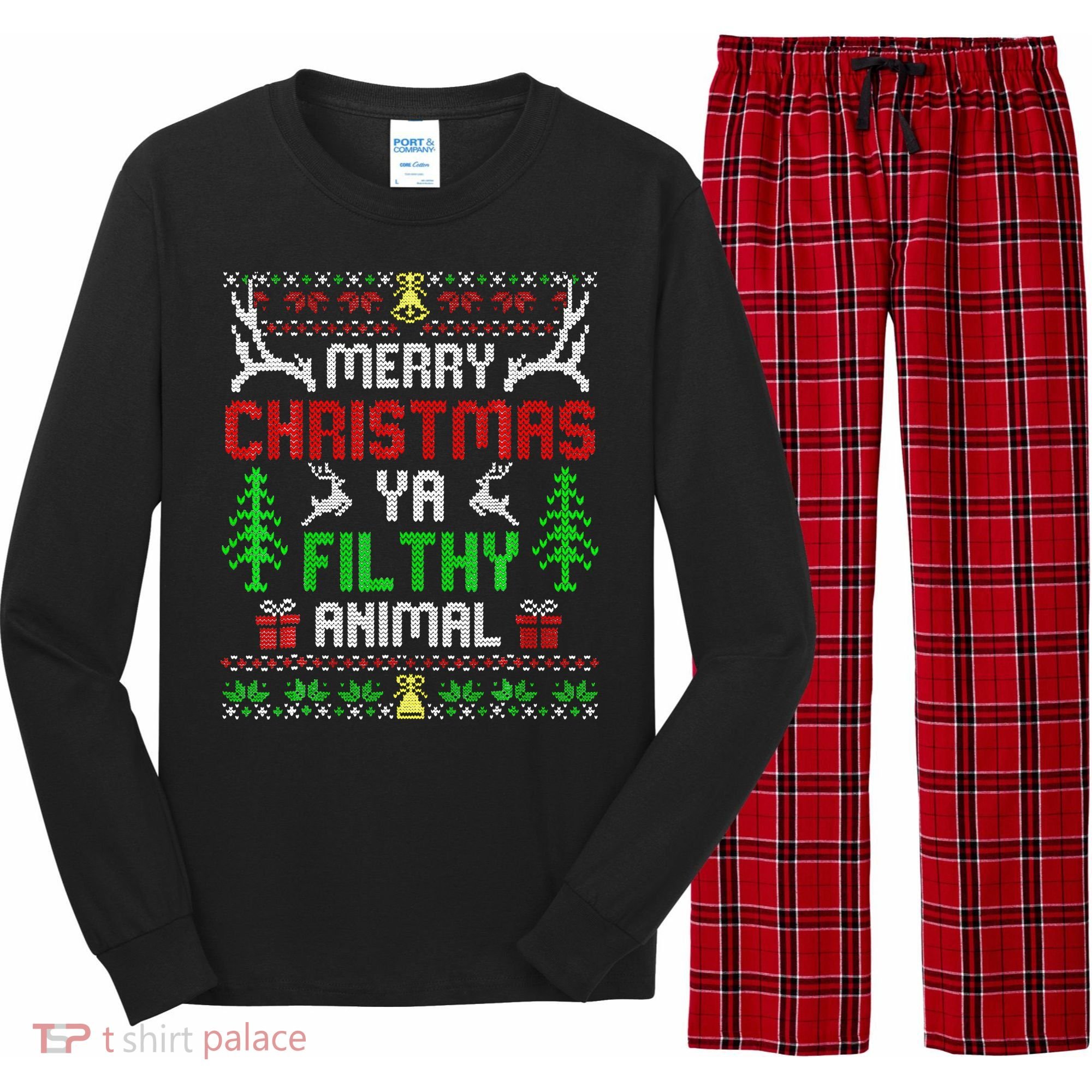 Merry Christmas Animal Filthy Ya  Long Sleeve Pajama Set