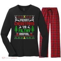 Merry Christmas Animal Filthy Ya  Women's Long Sleeve Flannel Pajama Set  thumb 0