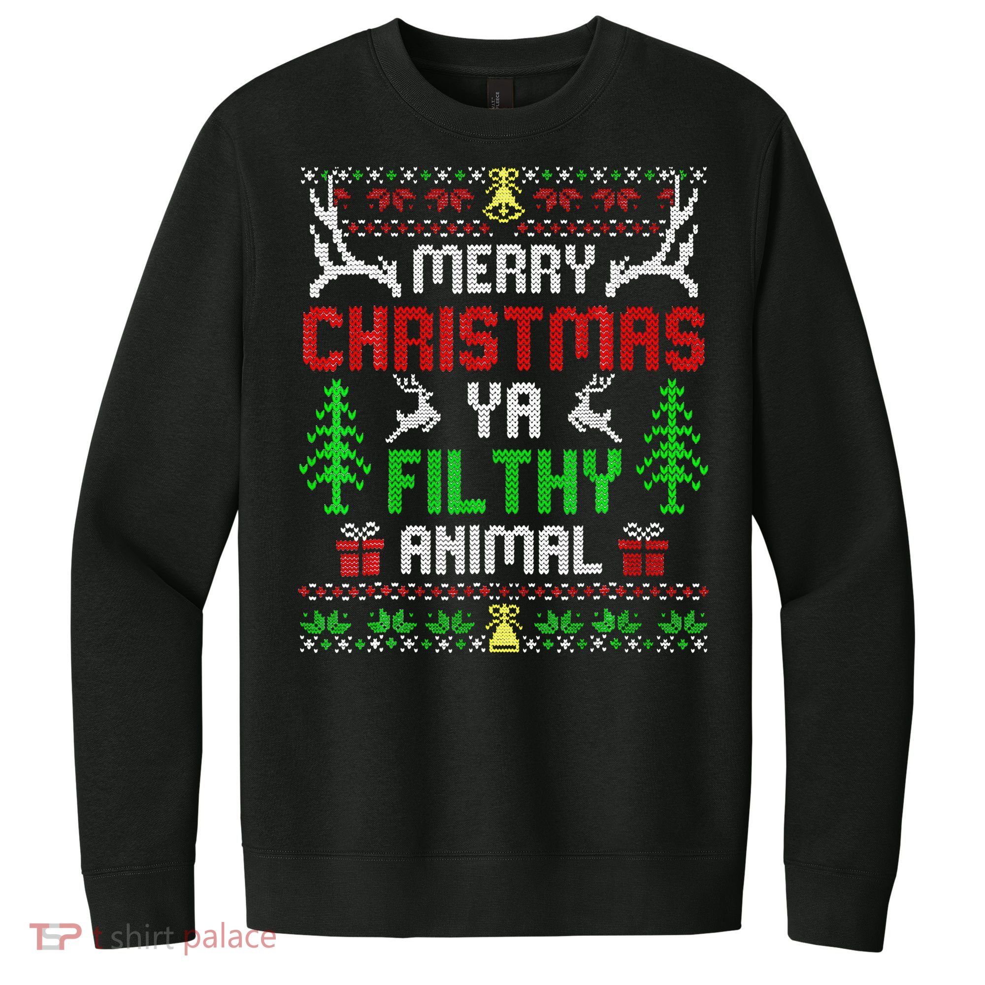 Merry Christmas Animal Filthy Ya  V.I.T. Fleece Crew Sweatshirt