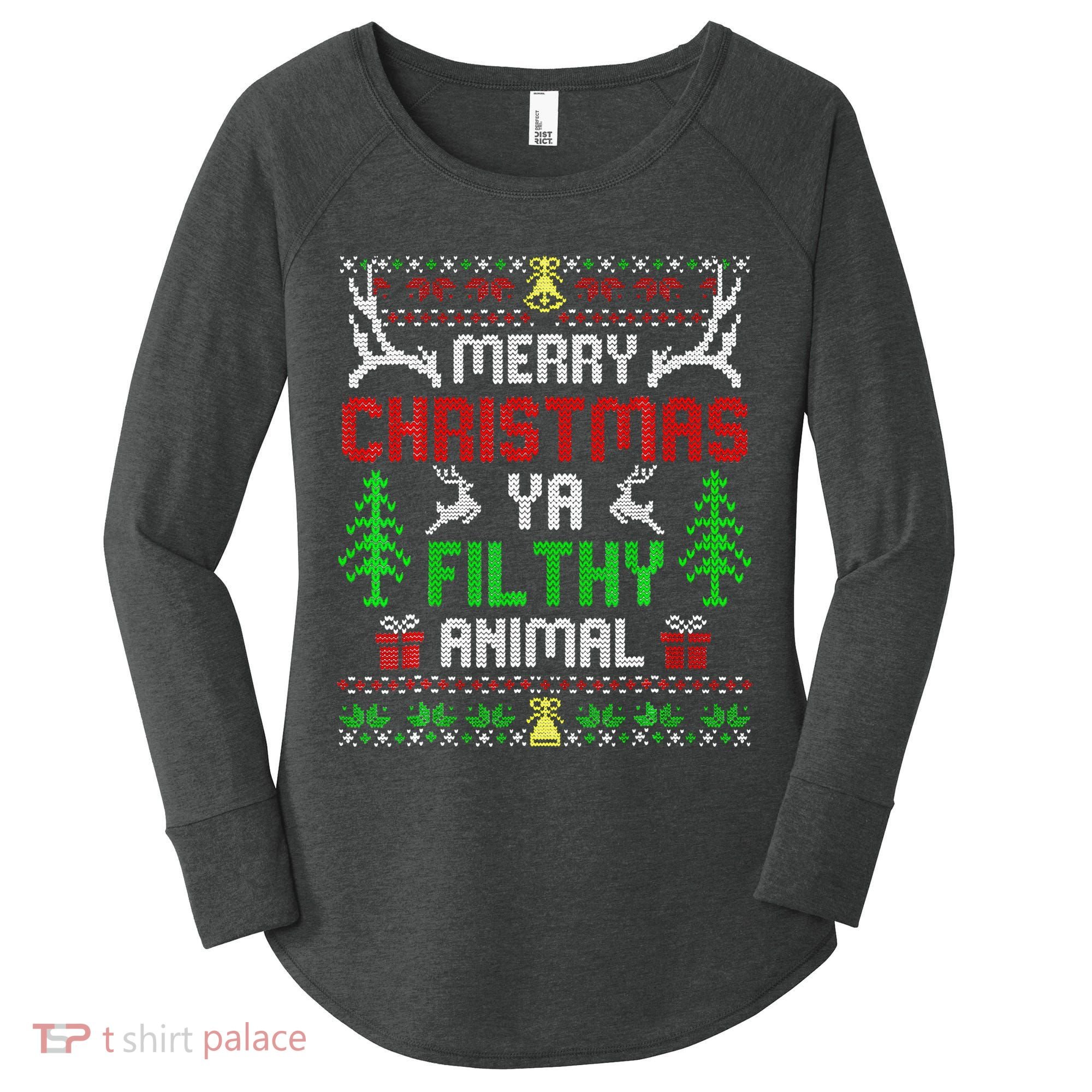 Merry Christmas Animal Filthy Ya  Women's Perfect Tri Tunic Long Sleeve Shirt