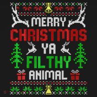 Merry Christmas Animal Filthy Ya  Womens Funnel Neck Pullover Hood thumb 2