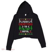Merry Christmas Animal Filthy Ya  Crop Fleece Hoodie thumb 0