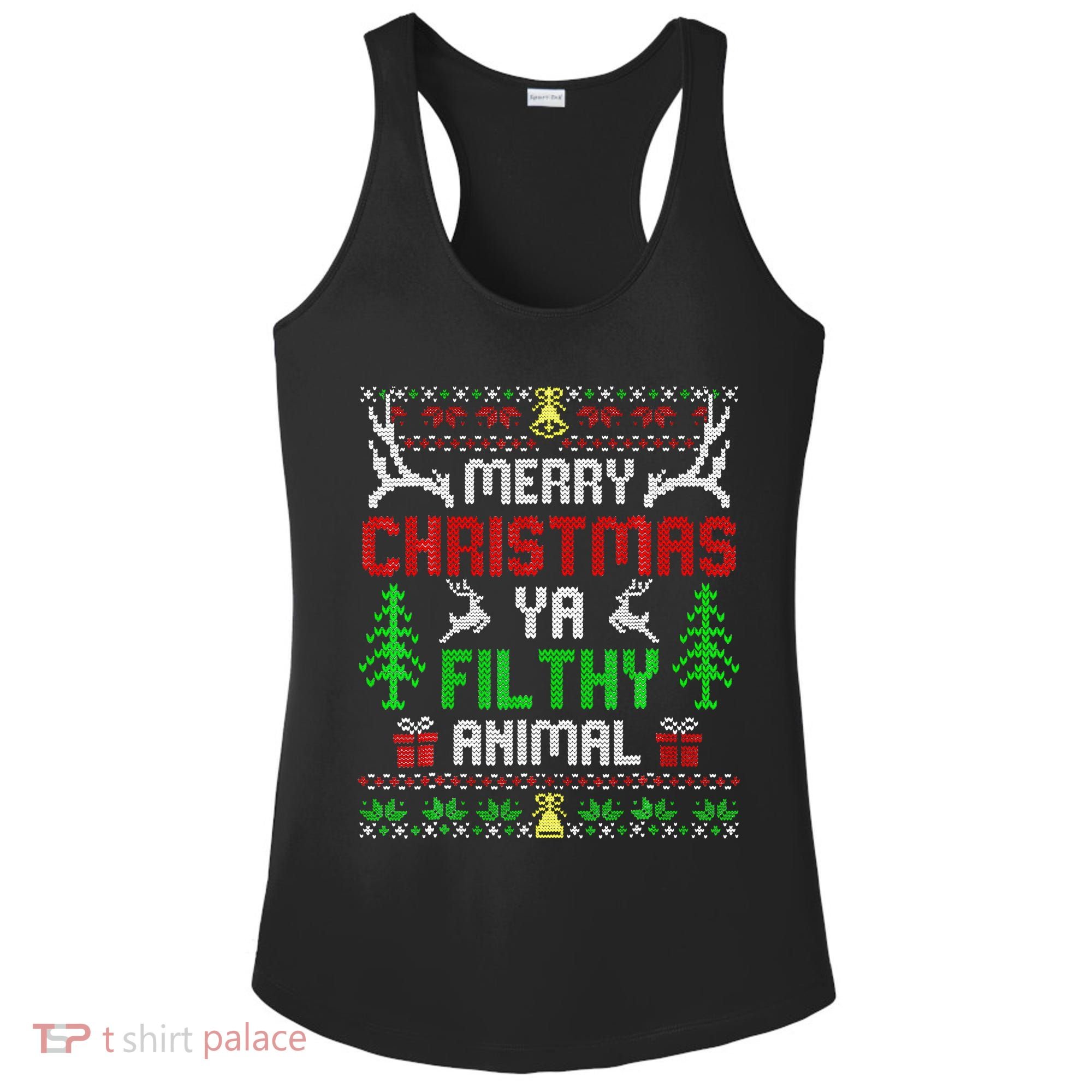 Merry Christmas Animal Filthy Ya  Ladies PosiCharge Competitor Racerback Tank