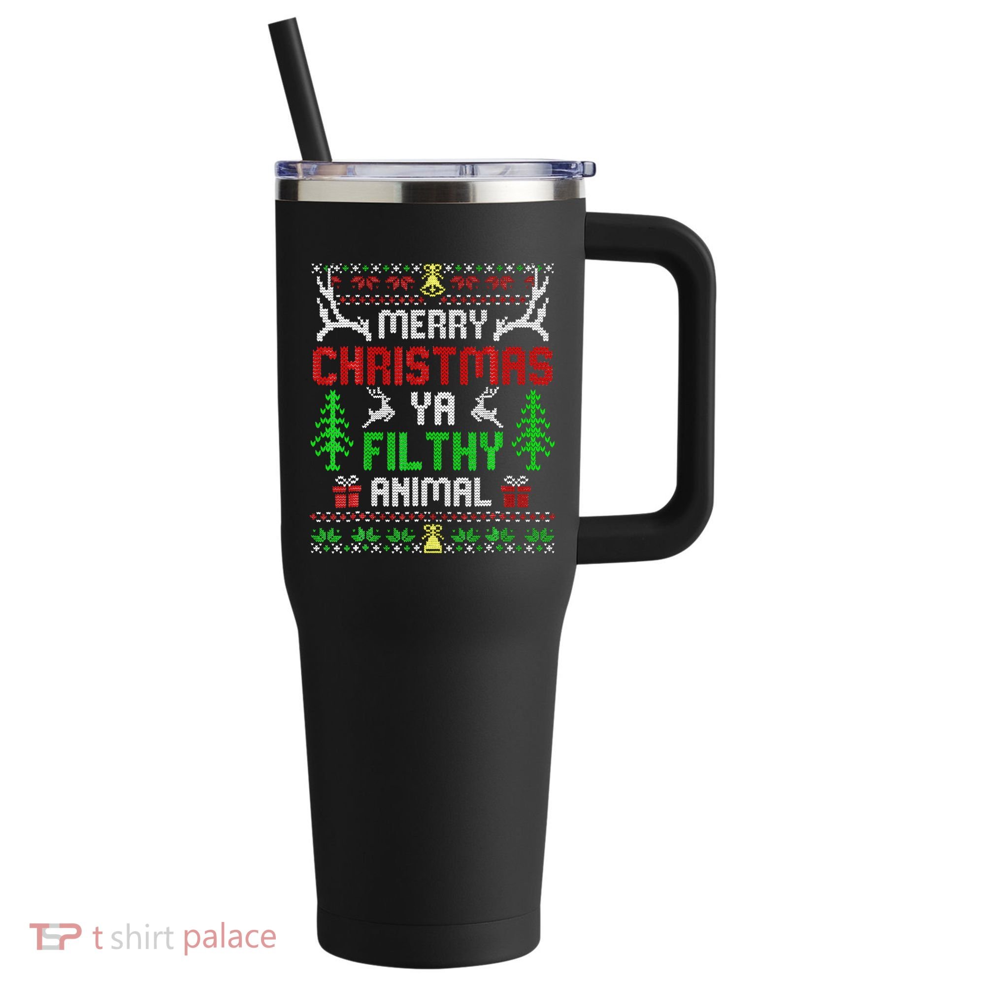 Merry Christmas Animal Filthy Ya  40oz Vacuum Insulated Stainless Steel Travel Tumbler