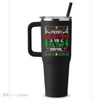 Merry Christmas Animal Filthy Ya  40oz Vacuum Insulated Stainless Steel Travel Tumbler thumb 2
