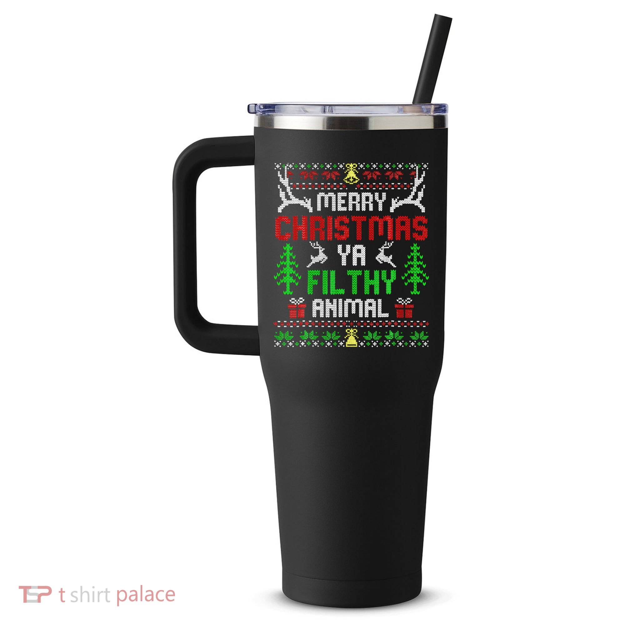 Merry Christmas Animal Filthy Ya  40oz Vacuum Insulated Stainless Steel Travel Tumbler