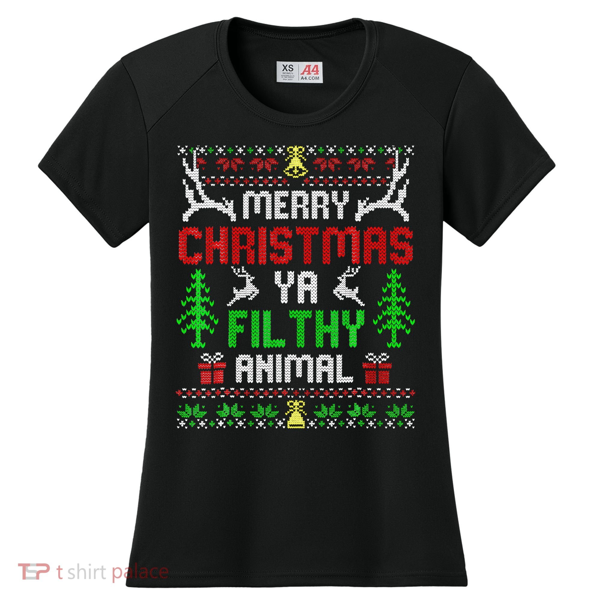Merry Christmas Animal Filthy Ya  Women's Cooling Performance Crew T-Shirt