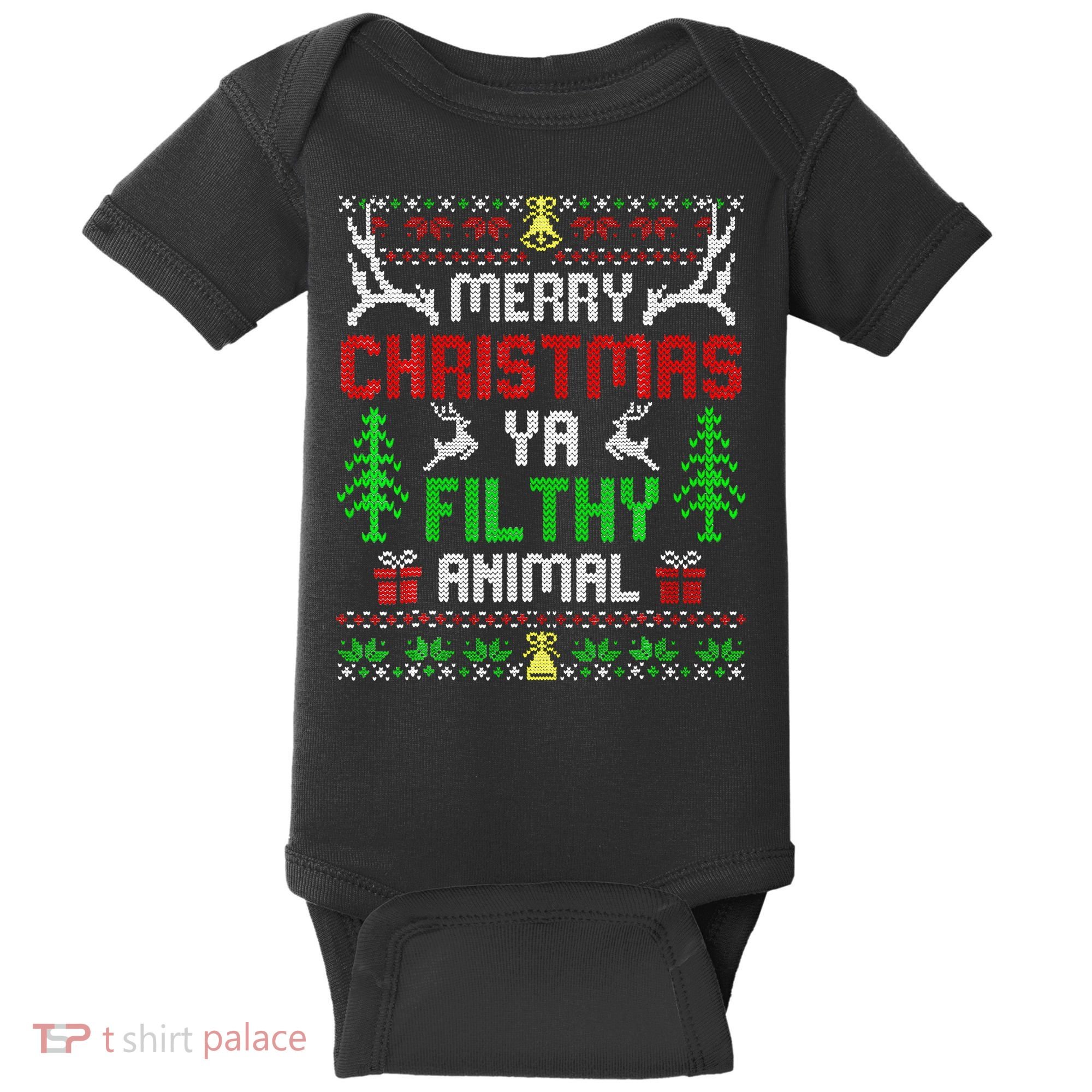 Merry Christmas Animal Filthy Ya  Baby Bodysuit