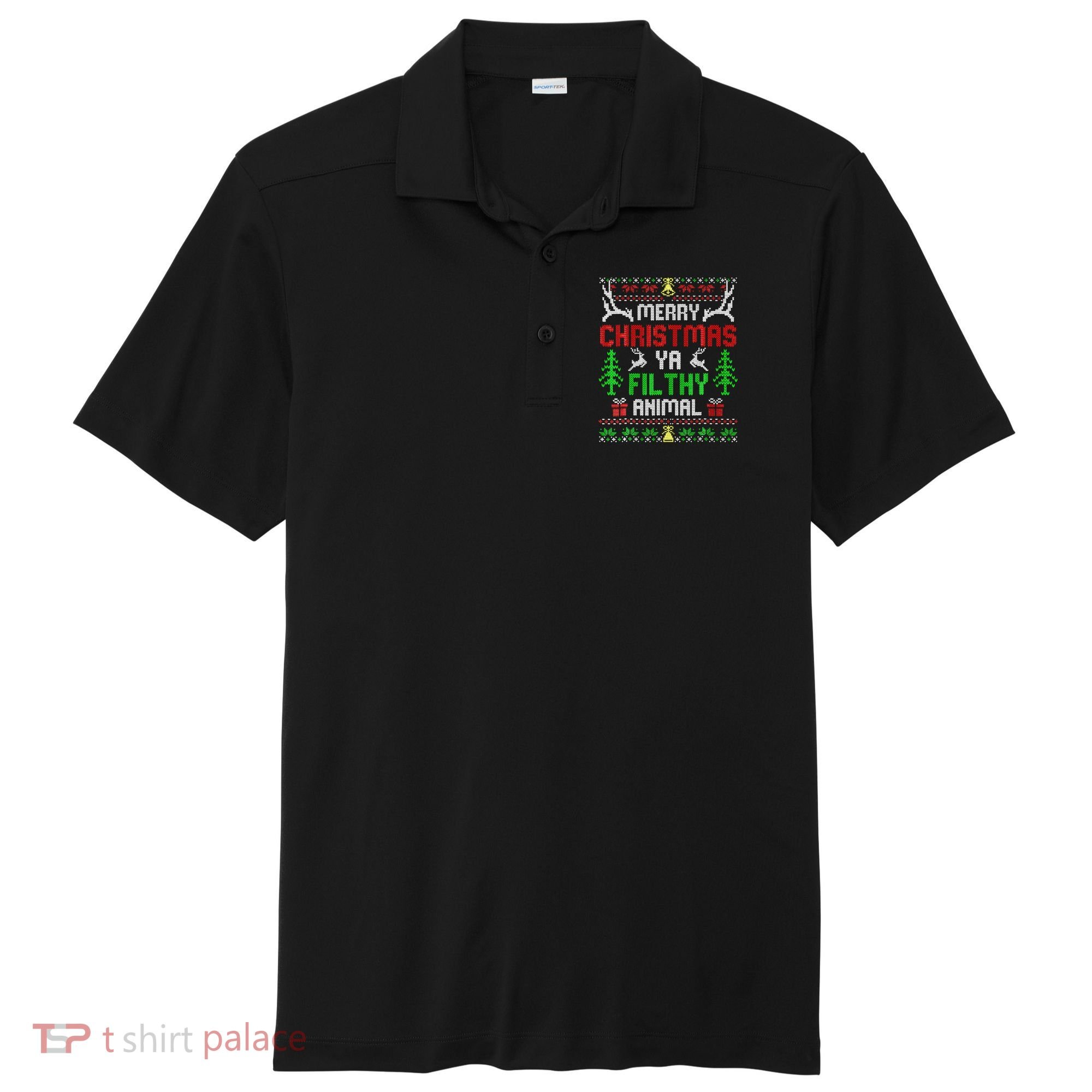 Merry Christmas Animal Filthy Ya  Sport-Tek Posi-UV Pro Polo
