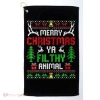 Merry Christmas Animal Filthy Ya  Golf Towel thumb 0
