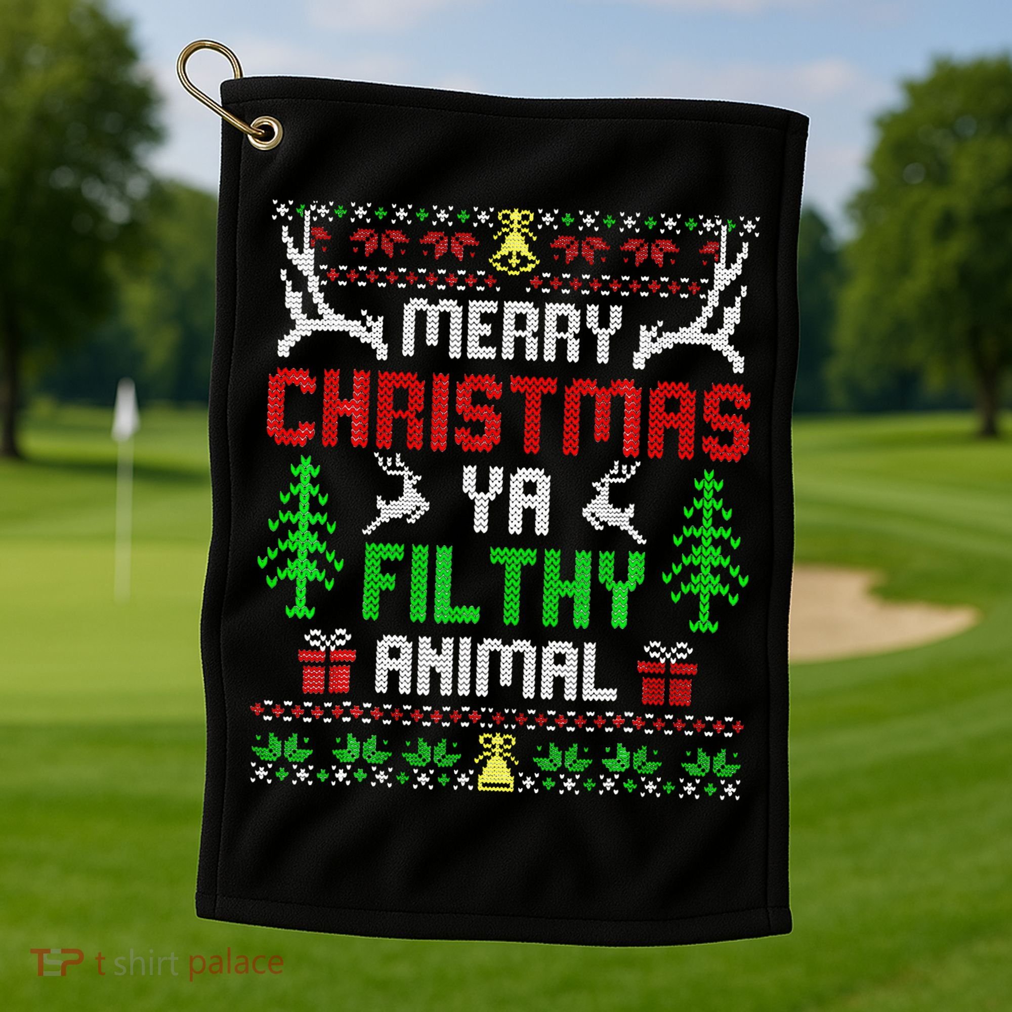 Merry Christmas Animal Filthy Ya  Golf Towel