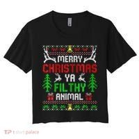 Merry Christmas Animal Filthy Ya  Women's Crop Top Tee thumb 0