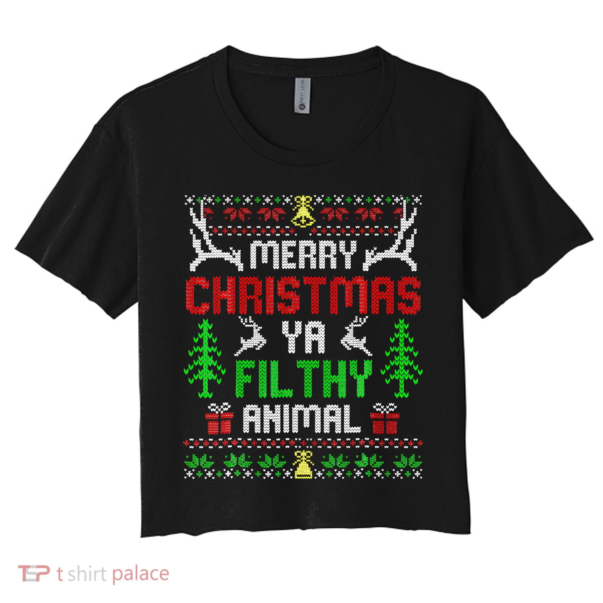 Merry Christmas Animal Filthy Ya  Women's Crop Top Tee