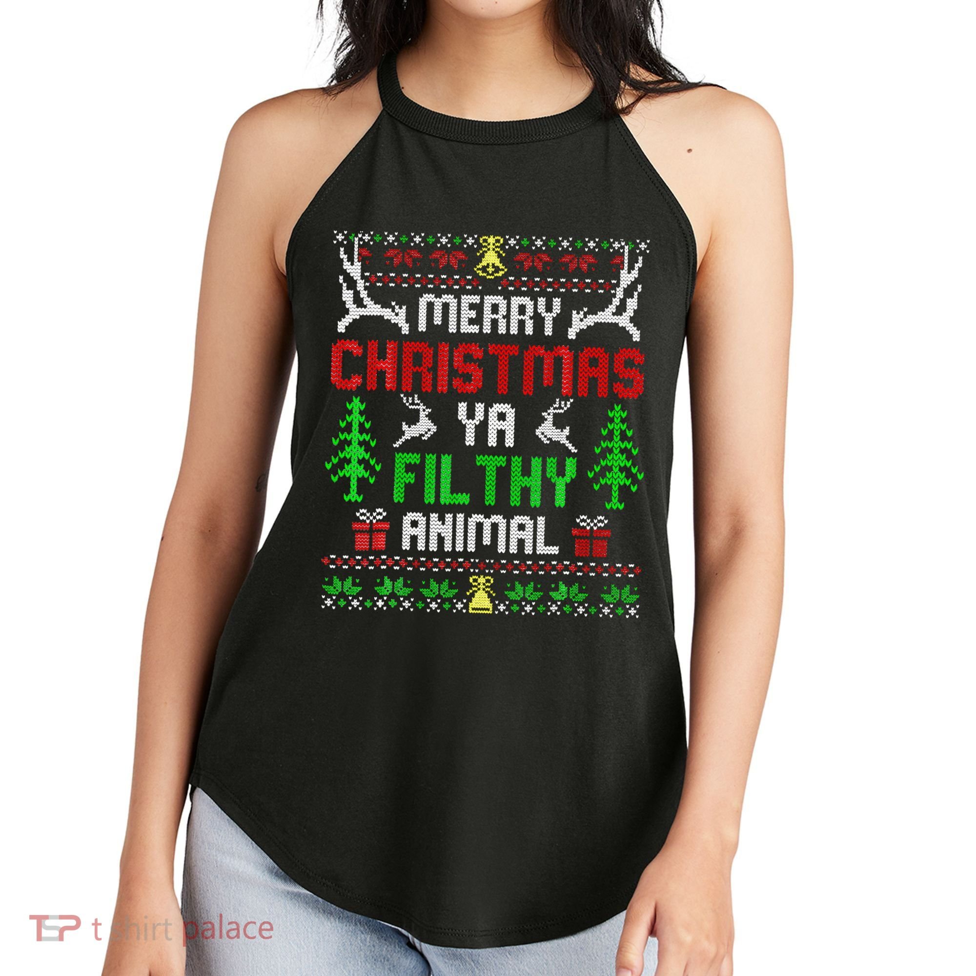Merry Christmas Animal Filthy Ya  Women's Perfect Tri Rocker Tank