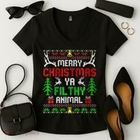 Merry Christmas Animal Filthy Ya  Women's V-Neck T-Shirt thumb 2