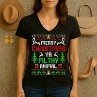 Merry Christmas Animal Filthy Ya  Women's V-Neck T-Shirt thumb 3