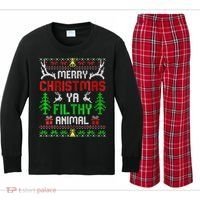 Merry Christmas Animal Filthy Ya  Kids Long Sleeve Plaid Pajama Set thumb 0