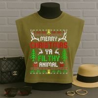 Merry Christmas Animal Filthy Ya  Garment-Dyed Women's Muscle Tee thumb 3