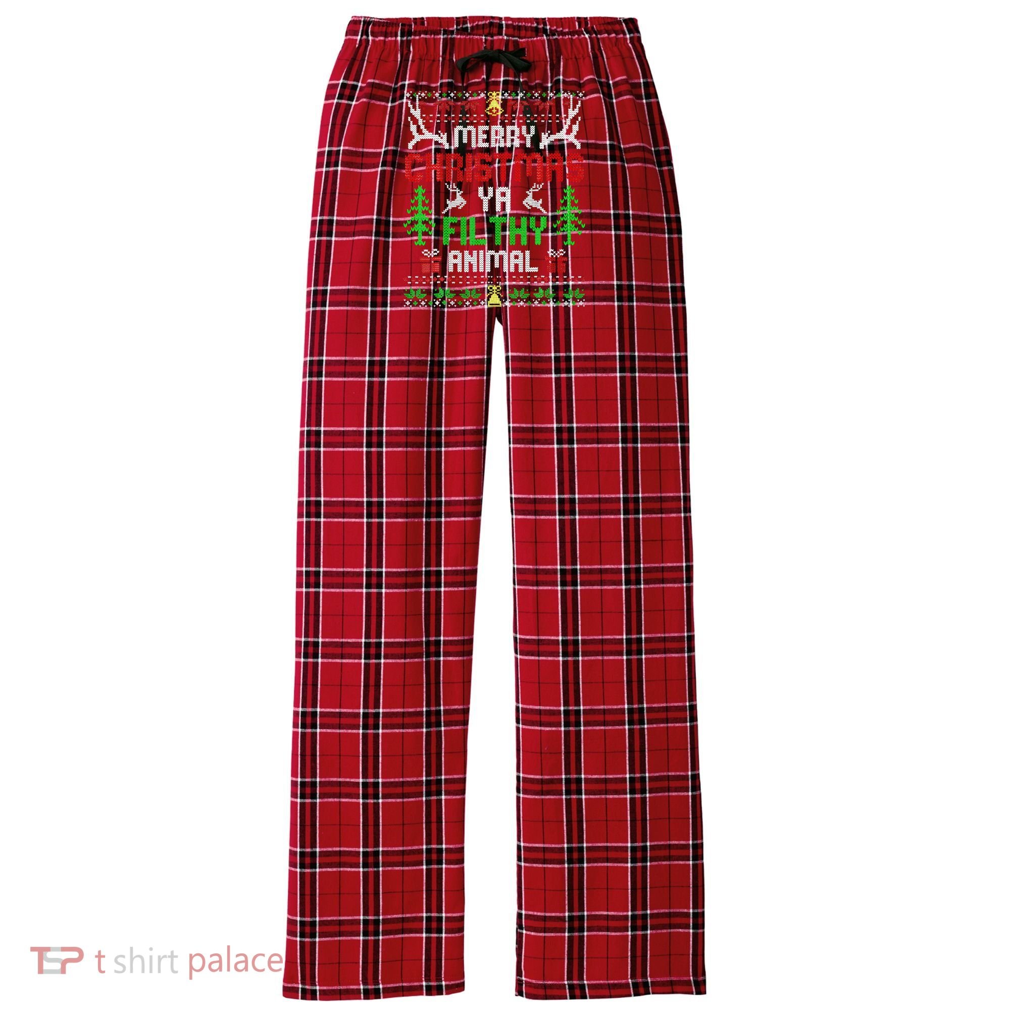 Merry Christmas Animal Filthy Ya  Women's Flannel Plaid Pajama Pants