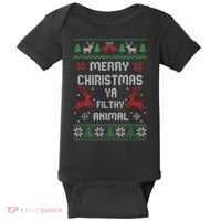Merry Christmas Animal Filthy Ya Baby Bodysuit thumb 0