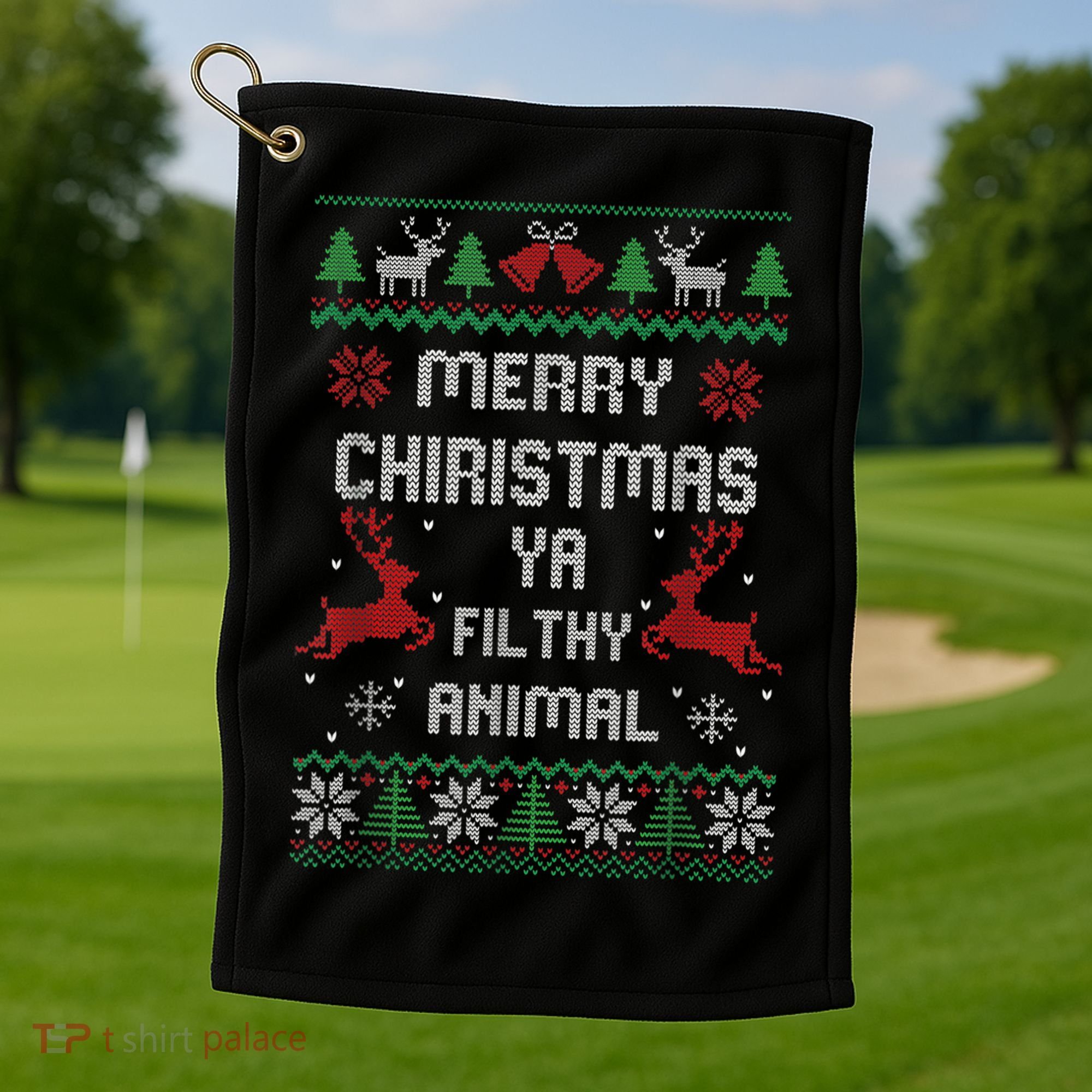 Merry Christmas Animal Filthy Ya Golf Towel