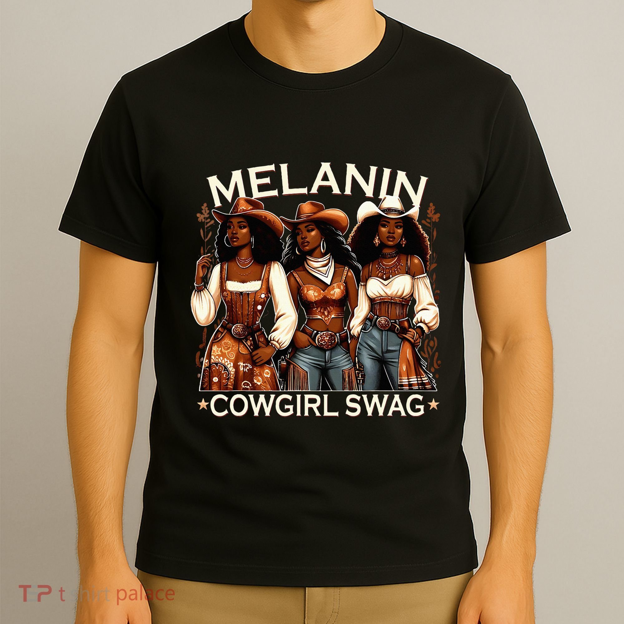 Melanin Cow African Melanin Cowgirl Swag Black History T-Shirt