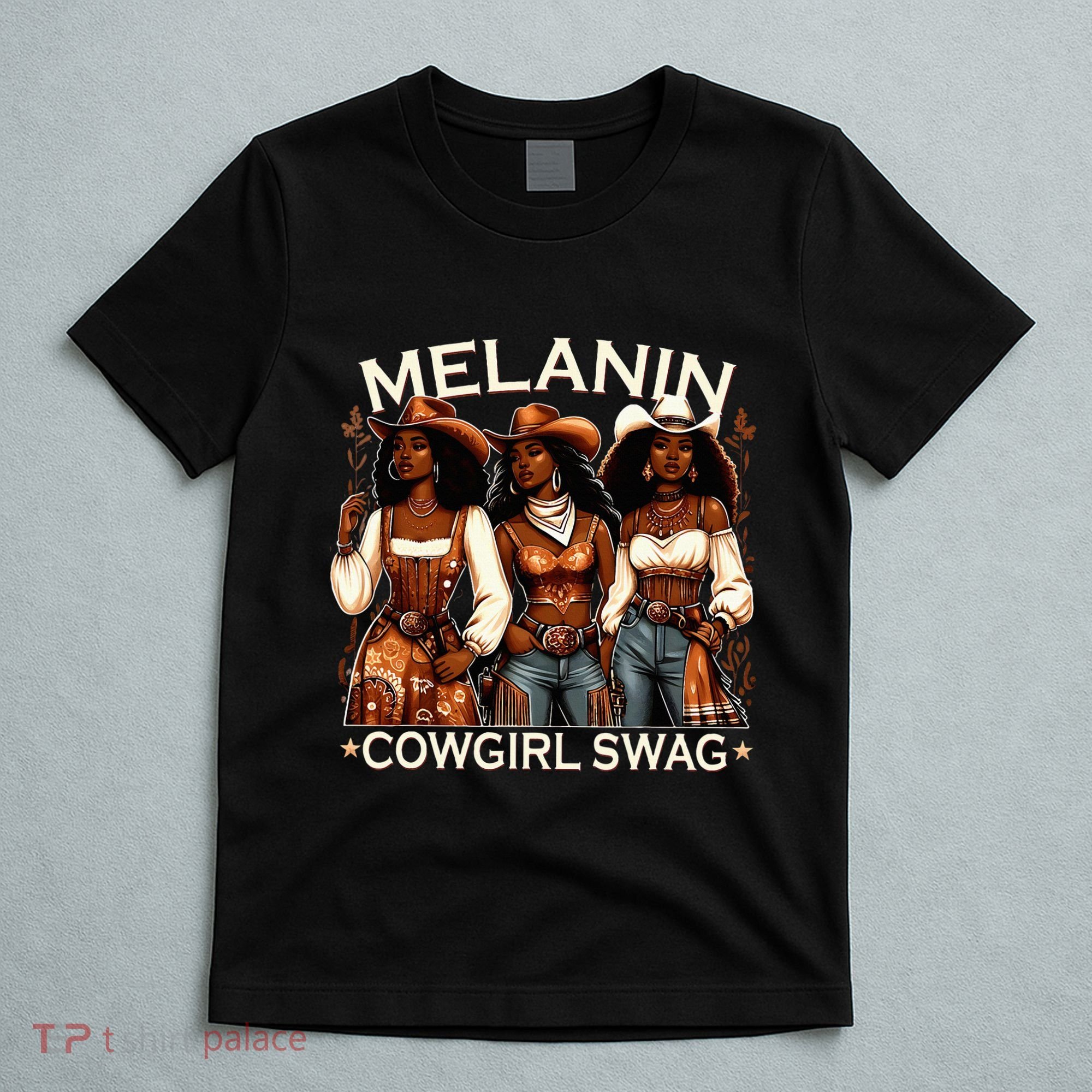 Melanin Cow African Melanin Cowgirl Swag Black History T-Shirt
