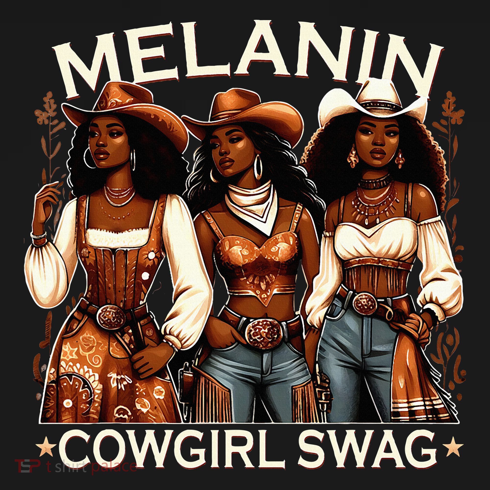 Melanin Cow African Melanin Cowgirl Swag Black History T-Shirt