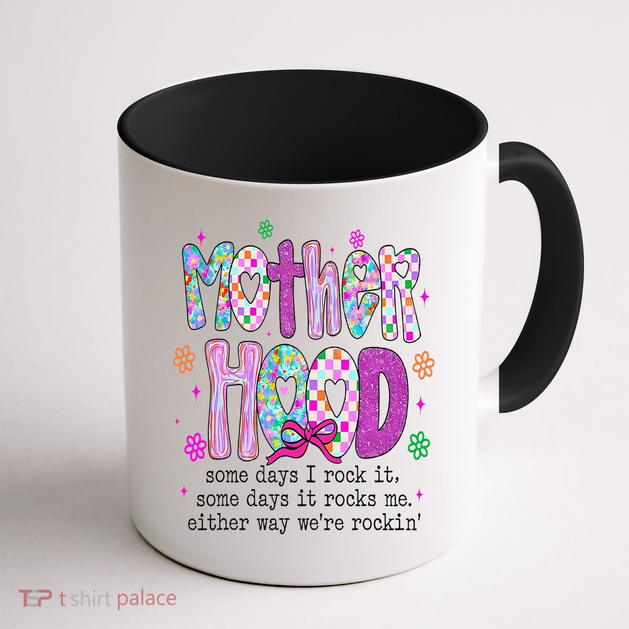 Motherhood Coquette Bow Checker Sarcastic MamaSassy Mother Coffee Mug