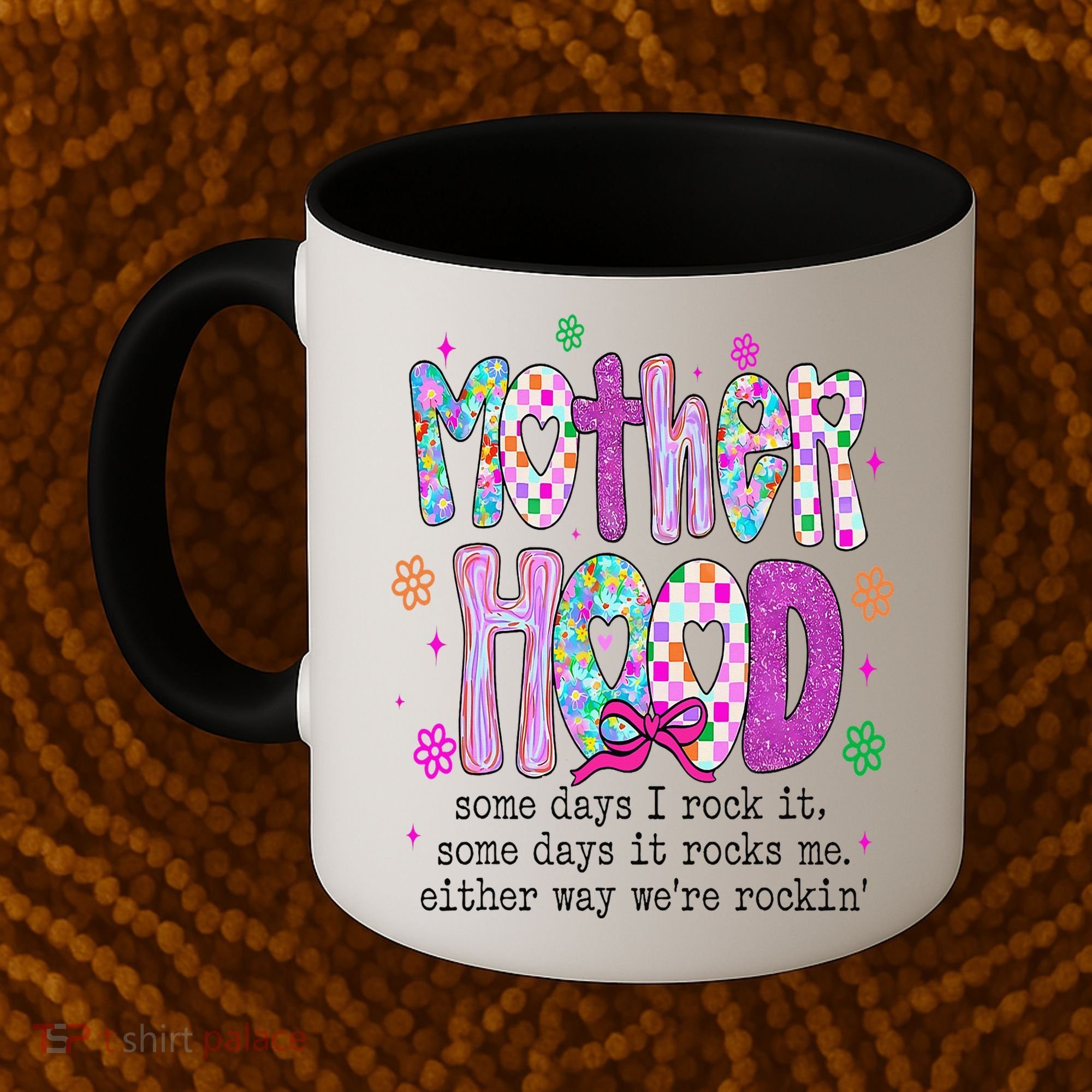 Motherhood Coquette Bow Checker Sarcastic MamaSassy Mother Coffee Mug