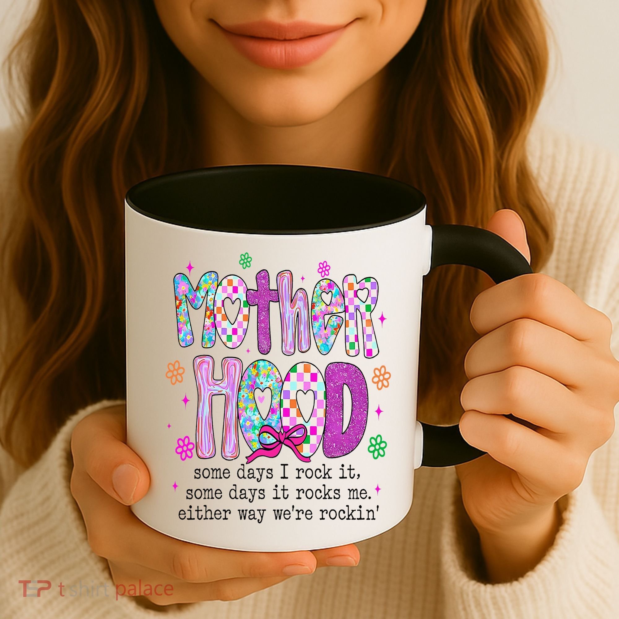 Motherhood Coquette Bow Checker Sarcastic MamaSassy Mother Coffee Mug