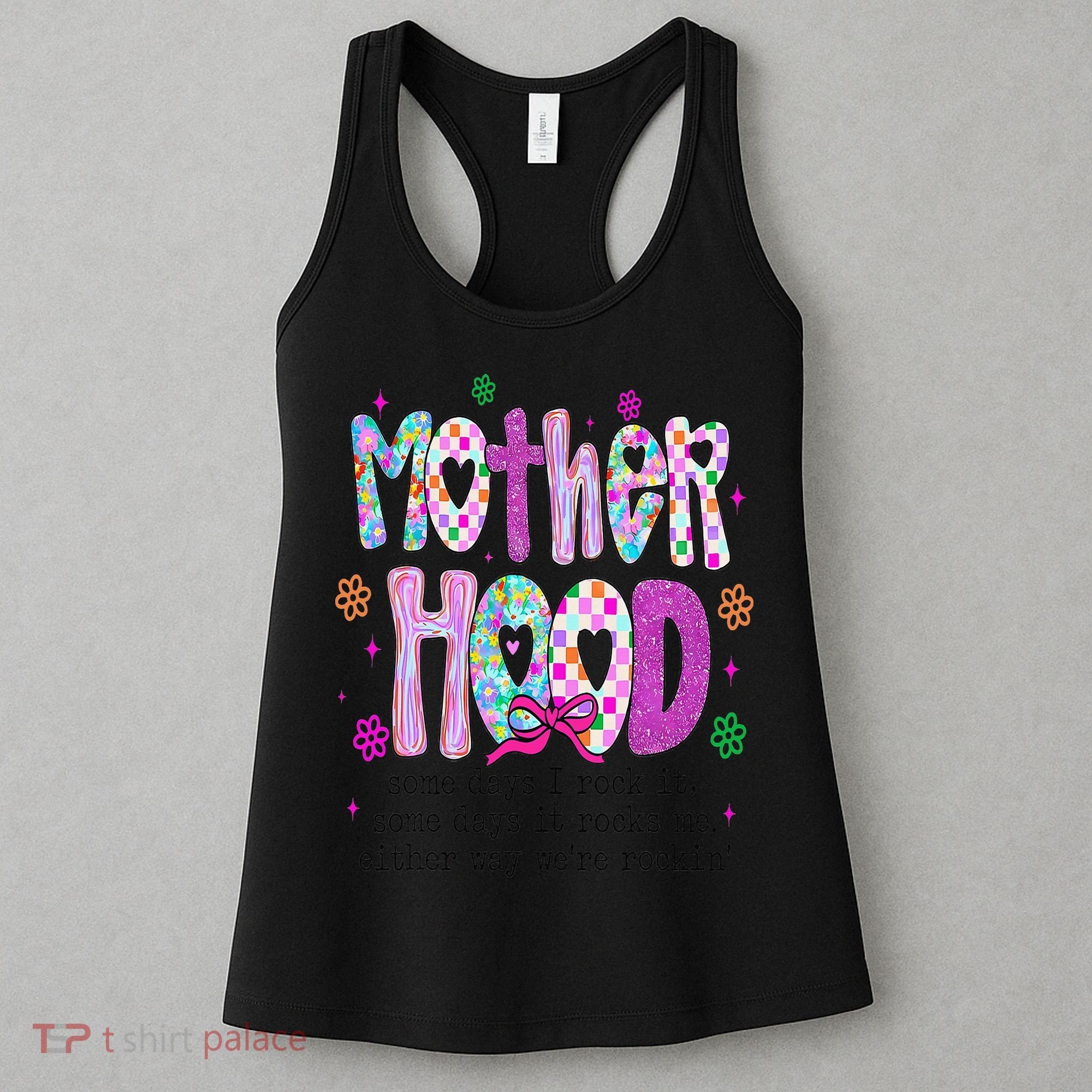 Motherhood Coquette Bow Checker Sarcastic MamaSassy Mother Women's Tank Top