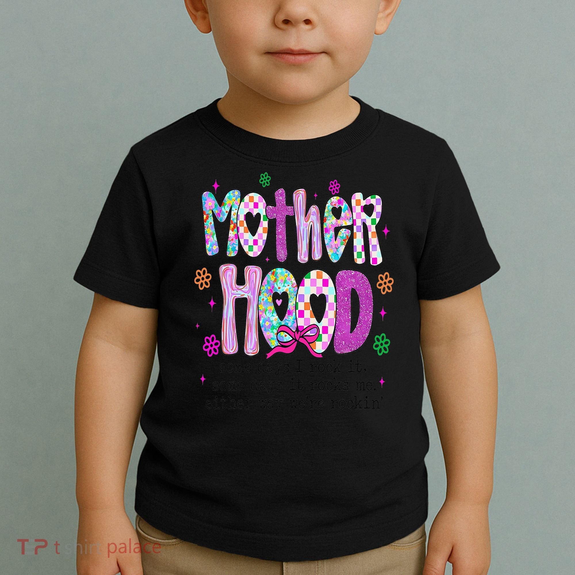Motherhood Coquette Bow Checker Sarcastic MamaSassy Mother Toddler T-Shirt