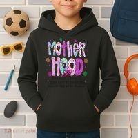 Motherhood Coquette Bow Checker Sarcastic MamaSassy Mother Kids Hoodie thumb 2